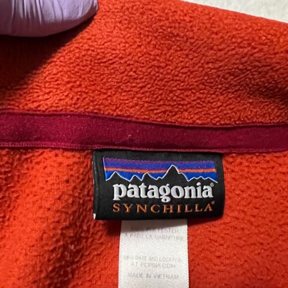 Patagonia Synchilla Mens Red Quarter Zip BSM Alpine Fleece Pullover Sweater Sz S - Picture 7 of 12